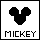 Four pixelated Mickey Mouse head icons arranged in a , each with distinct color schemes and borders
