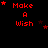 Red pixel text 'Make A Wish' on black background with red stars, showing animation of star positions shifting across frames.
