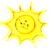 Pixelated yellow sun icon with orange accents and a smiling face, rendered in low-resolution 256x256 pixels on transparent background.