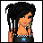 Pixel art buddy icon featuring a cartoon character with dreadlocks and a star emblem, alongside an animated text sequence reading "I Love You" in black pixelated letters on white background.