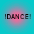 !DANCE! text in bold black letters on cyan background with pink radial glow, four identical arranged in a