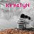 Pixelated image of a figure with dark hair and layered clothing standing on brown ground against gray sky, text overlays in pink pixel font.