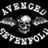 A black-and-white animated buddy icon featuring a skull with wings and circular text reading "AVENGED SEVENFOLD" in two alternating frames.