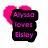Pixelated icon with black background, pink text reading 'Alyssa loves Elsley', and two overlapping pink hearts behind the text.