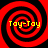 Four identical red and black spiral patterns arranged in a , each containing yellow text reading "Toy-Toy"