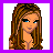 Pixel art contact sheet showing two frames: a female character with long brown hair and blue eyes on the left, and "Ghetto Baby" text over a pink heart background on the right.
