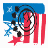 Four distinct 50x50 pixel buddy icons arranged in a 2x2 contact sheet, each with unique visual elements including patriotic symbols, band text, and grayscale photography.