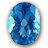 Oval-shaped blue gemstone with gradient shades from light to dark blue, featuring pixelated texture and subtle highlights on the left side.
