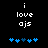 Pixelated text 'i love ojs' in white on black background with blue heart symbols below, showing animation of heart positions