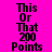 A static image with bright pink background and black text reading "This Or That 200 Points" arranged in a vertical , intersected by two horizontal blue bars