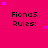 A bright pink background displays repeated 'FionaS Rules!' text with purple stars, showing a gray rectangle in the bottom-right corner.