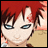 A 48x48 pixel buddy icon featuring a split design with an anime character on the left and text on the black right side.