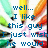 Pixelated image with blue text reading 'well... I like this guy I just wish he would' over a colorful abstract background.