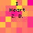 Pixelated of orange and pink squares with four identical text blocks reading "I Heart Z. B." in black font
