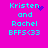 Cyan text on bright pink background reads 'Kristen and Rachel BFFS<33' with animated cyan and purple pixel effects near 'Kristen' and 'and'