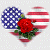 A heart-shaped icon with an American flag pattern and a red rose, next to green text reading 'Original Icons .com' on dark green background.