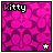 Pixelated pink patterned icon with 'kitty' text and white star, showing animation changes in background and text color.