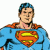 A pixelated cartoon image of Superman in a blue suit with an orange cape and red 'S' shield, next to green text reading "Original Icons .com" on a dark background.