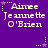 Purple background with repeated white text 'Aimee Jeannette O'Brien' and star/dot patterns, showing animation changes in star positions.