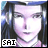 A 48x48 pixel buddy icon featuring a stylized anime character with long dark hair and light skin, paired with text elements on the right side of a contact sheet layout.