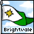 identical pixelated flag icons with green and white sections, a yellow star, and 'Brightvale' text below, set against a blue sky with clouds