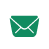 Green envelope icon with white X-shaped stitching on a white circular background.