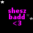 Black background with pink text 'shesz badd <3' and white/grey stars in a pattern, animated star positions across frames