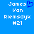 Blue background with white pixelated text reading "James Van Riemsdyk #21" and a blue pixelated heart symbol replacing the 's' in "James".