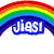 Rainbow arch over blue text 'Jias1' on white background; purple text 'Loves' over heart and vehicle; pink text 'Jessica' over star; purple text 'mauboy' over flower.