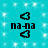Pixelated black heart symbols and 'na-na' text on a cyan background with white sparkles, animated in a repeating cycle.