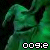 Animated green figure with flowing motion, pixelated text '009:e' at bottom left of each frame.