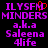 Pixelated purple text on black background with red heart symbol over 'D' in 'ILYSFMD', showing two side-by-side identical frames.