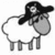 Pixelated grayscale image of a sheep wearing a large black hat, standing next to text reading "Frank was not like other sheep.".