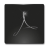 Pixelated grayscale icon of a stylized 'A' with a diagonal line extending from its base, set against a dark square background with a light gray border.