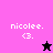 Four display 'nicolee.' and '<3.' text with a star icon changing color and background