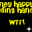 Yellow pixelated text repeats 'hey happy' and 'ding handing', with 'WTR!' below, on black background; white stars animate in sequence.