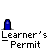 Animated sequence showing a green car and blue figure interacting with 'Learner's Permit' text on gray background.