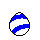 Two pixelated egg-shaped icons with blue and white stripes, black outlines, and varying stripe patterns on a gray background.