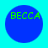 Four identical blue circular icons with green text "BECCA" on a cyan background, arranged in a