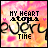 nine identical pixelated images showing 'MY HEART STOPS EVERY TIME' text over a pink and orange gradient background with black cursive script
