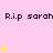 Pink background with repeated 'R.i.p sarah' text and yellow star clusters in a pattern