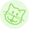 Two green cartoon animal head icons on light green circular backgrounds, side-by-side in a contact sheet layout with no visible animation changes between frames.