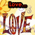 Animated icon with red text overlays on a yellow background featuring stylized 'LOVE' lettering.