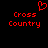Red pixelated text 'Cross Country' appears below a red heart symbol on black background.