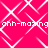 A static image with a bright pink background featuring a white geometric lattice pattern and repeated pixelated text.