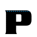 Five black capital 'P' letters on gray background, each with blue dot pattern filling top or full body.