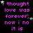 Pixelated text in pink reads "i thought love was forever, now i no it is" repeated across a black background with scattered white and gray stars.