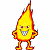 A pixelated fire mascot icon with a smiling face and crossed arms on the left, next to green text reading "Original Icons .com" on a dark background.