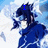 A pixelated anime character with spiky black hair and blue clothing appears in a of four , each displaying different text overlays