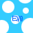 Blue background with white circles; two identical blue text elements appear in the lower half.
